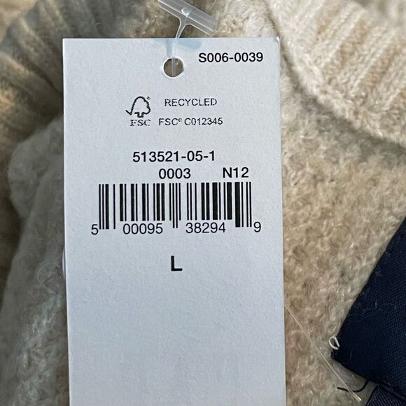 Gap Waffle Mockneck Sweater Birch Beige Soft Knit Long Sleeve Pull-Over L - Picture 4 of 6